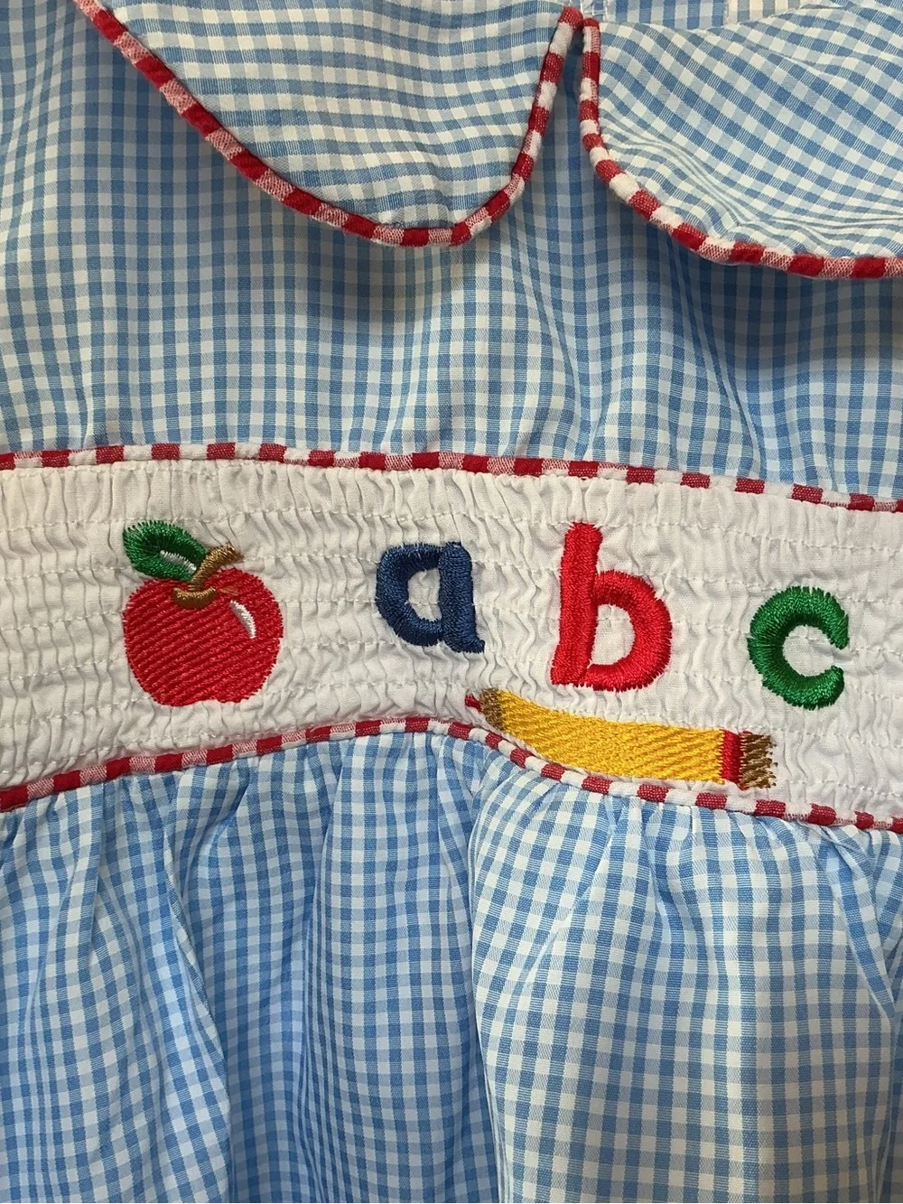 Light Blue Gingham ABC Smocked Girls' Dress